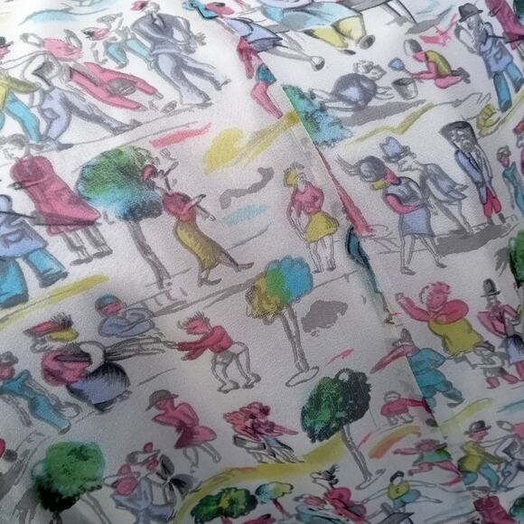 TIBI Sundress Silk Watercolor People Print Dress Lined Strappy CUTE SZ 6 Small - Picture 6 of 9